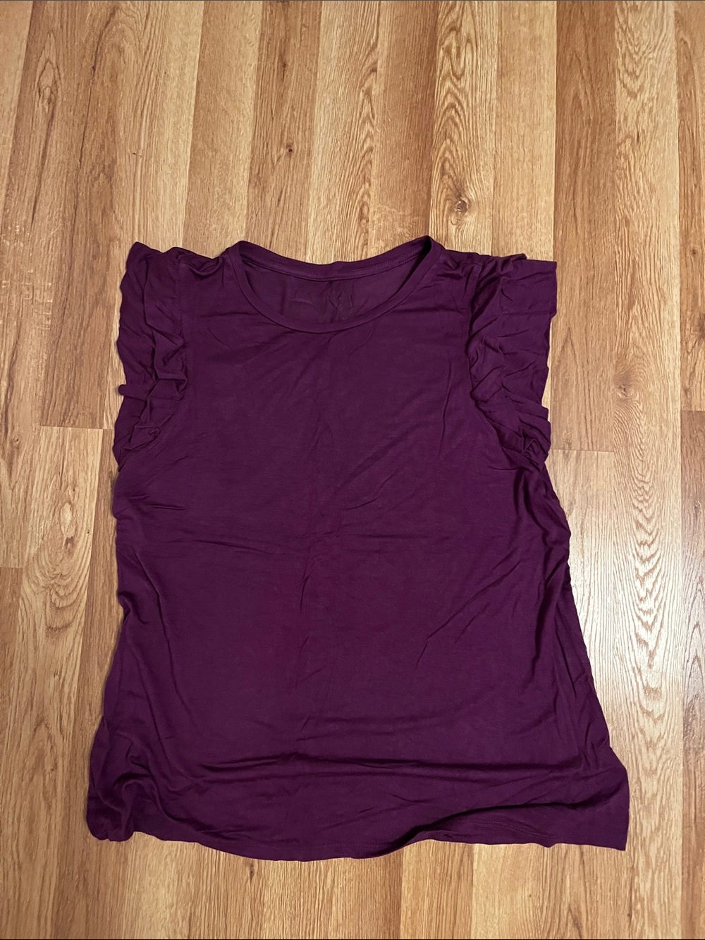 a new day Plum Ruffle Sleeve Tank Top